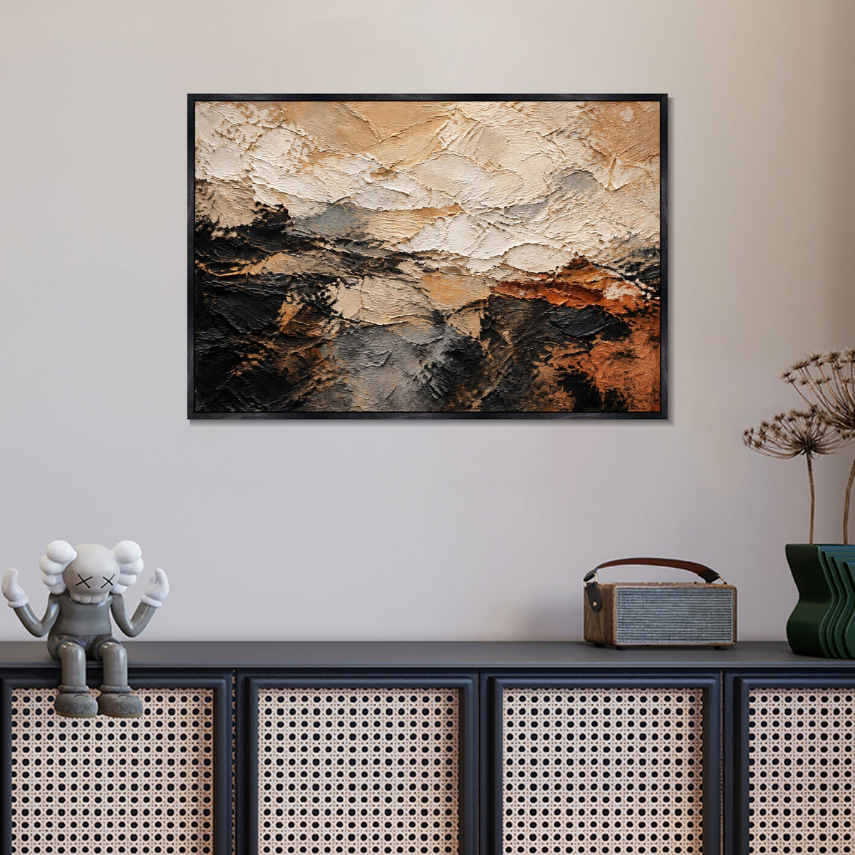 INVIN ART Framed Canvas 100% Handpainted Oil Painting Rising Rock Layers Wall Art
