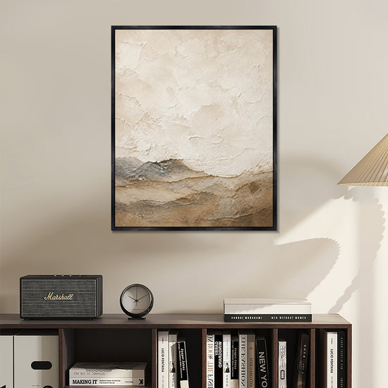 INVIN ART Framed Canvas 100% Handpainted Oil Painting White Clouds Above Low Hills Wall Art