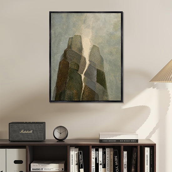 INVIN ART Framed Canvas 100% Handpainted Oil Painting Standing Stone Peaks Wall Art
