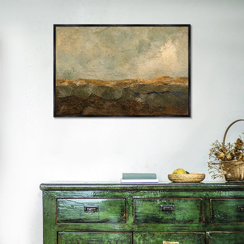 INVIN ART Framed Canvas 100% Handpainted Oil Painting Bearing Earth-Tone Landscape Wall Art