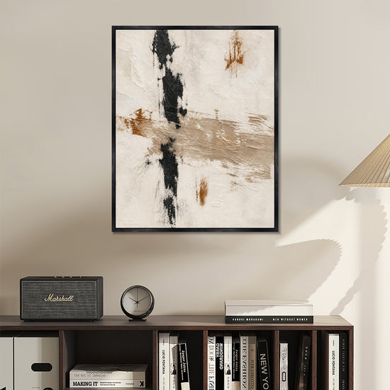 INVIN ART Framed Canvas 100% Handpainted Oil Painting Crossed Brush Marks Wall Art