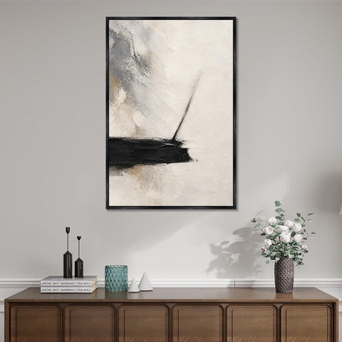 INVIN ART Framed Canvas 100% Handpainted Oil Painting A Fine Line Rising Wall Art