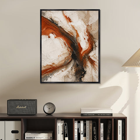 INVIN ART Framed Canvas 100% Handpainted Oil Painting Rust and Black Current Wall Art