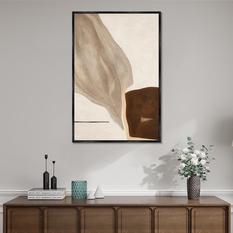 INVIN ART Framed Canvas 100% Handpainted Oil Painting A Pale Leaf Descending Wall Art