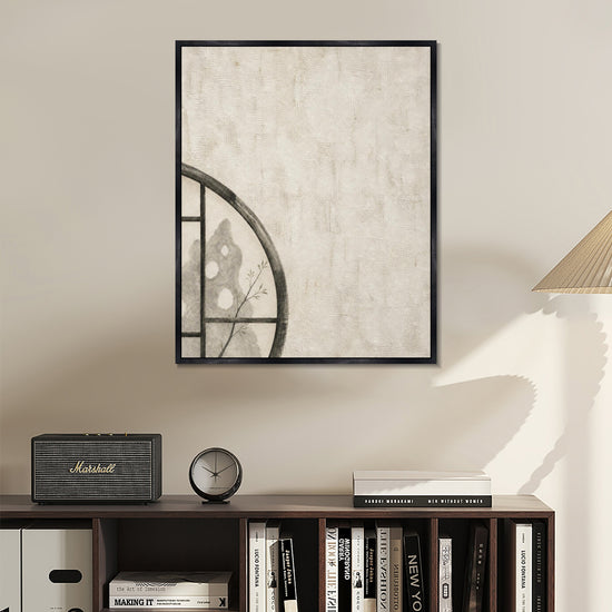 INVIN ART Framed Canvas 100% Handpainted Oil Painting A Corner of the Round Window Wall Art