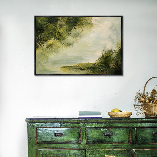 INVIN ART Framed Canvas 100% Handpainted Oil Painting Water Beneath the Woodland Canopy Wall Art