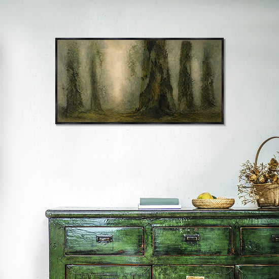 INVIN ART Framed Canvas 100% Handpainted Oil Painting Light in the Old Forest Wall Art