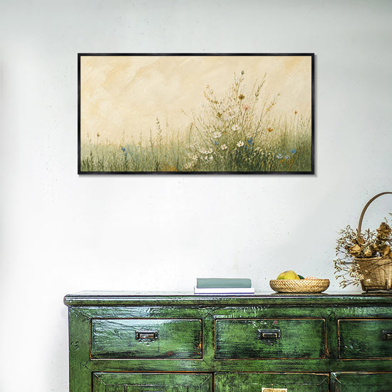 INVIN ART Framed Canvas 100% Handpainted Oil Painting Wildflowers in Warm Light Wall Art