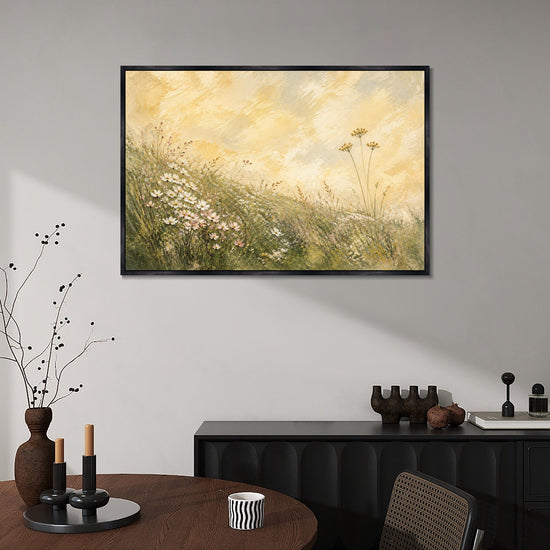 INVIN ART Framed Canvas 100% Handpainted Oil Painting White Flowers on the Slope Wall Art
