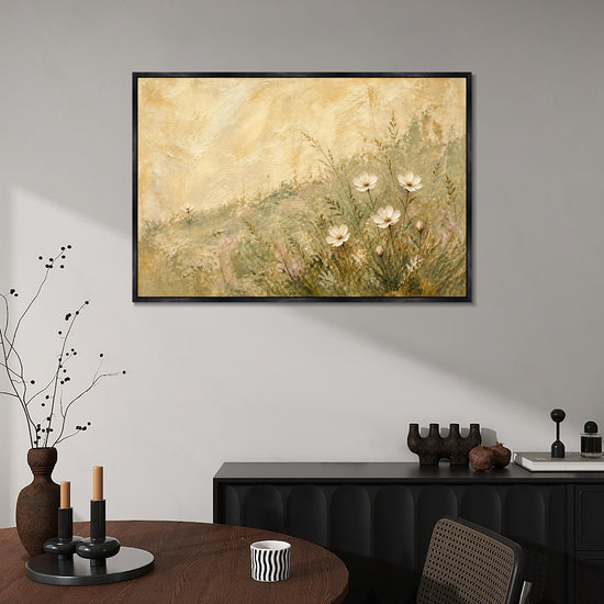 INVIN ART Framed Canvas 100% Handpainted Oil Painting Daisies in the Breeze Wall Art