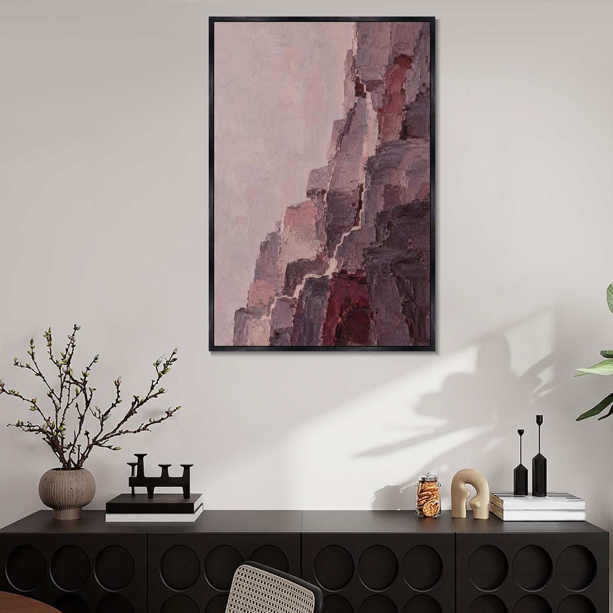 INVIN ART Framed Canvas 100% Handpainted Oil Painting Red Rock Facets Wall Art