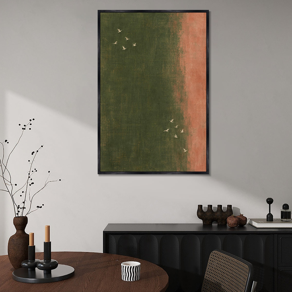 INVIN ART Framed Canvas 100% Handpainted Oil Painting Small Birds in Warm Light Wall Art