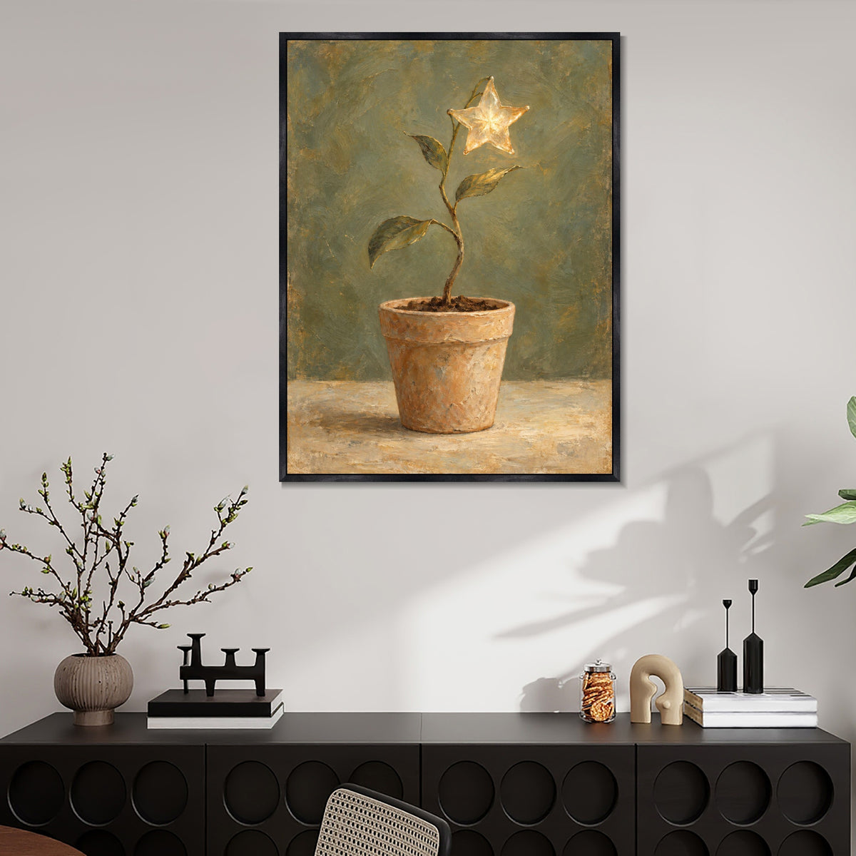 INVIN ART Framed Canvas 100% Handpainted Oil Painting A Growing Star Wall Art