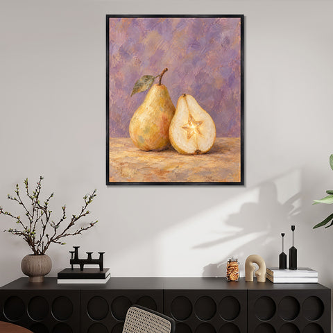 INVIN ART Framed Canvas 100% Handpainted Oil Painting Starlight Within the Pear Wall Art