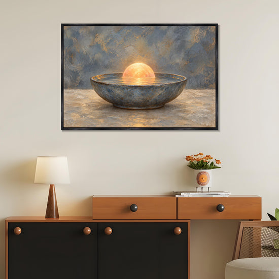 INVIN ART Framed Canvas 100% Handpainted Oil Painting Sunrise Within the Bowl Wall Art