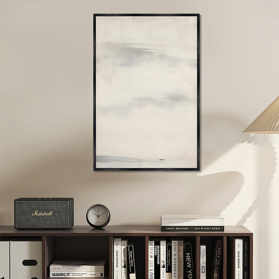 INVIN ART Framed Canvas 100% Handpainted Oil Painting Beyond the Lone Boat Wall Art