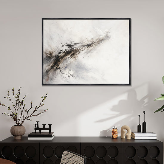 INVIN ART Framed Canvas 100% Handpainted Oil Painting Unicorn in Ink and Mist Wall Art