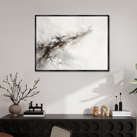 INVIN ART Framed Canvas 100% Handpainted Oil Painting Unicorn in Ink and Mist Wall Art