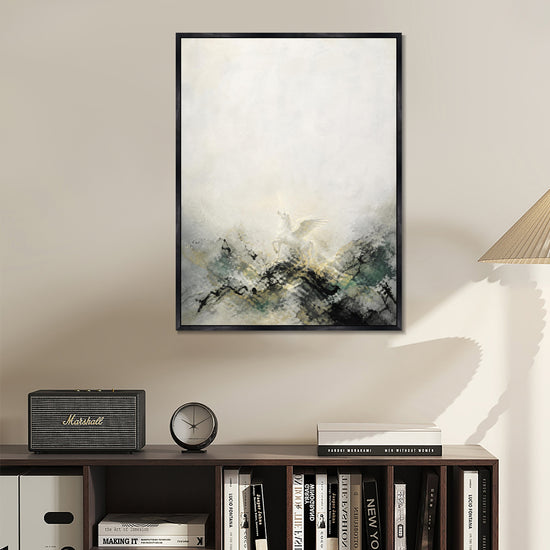 INVIN ART Framed Canvas 100% Handpainted Oil Painting Winged Unicorn Above Misty Hills Wall Art