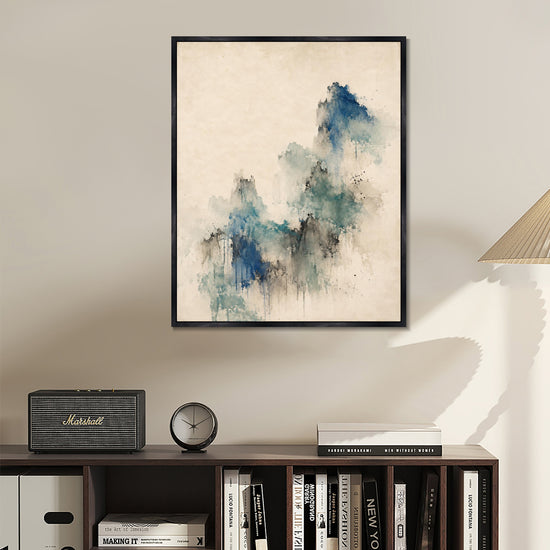 INVIN ART Framed Canvas 100% Handpainted Oil Painting Blue Green Memory Wall Art