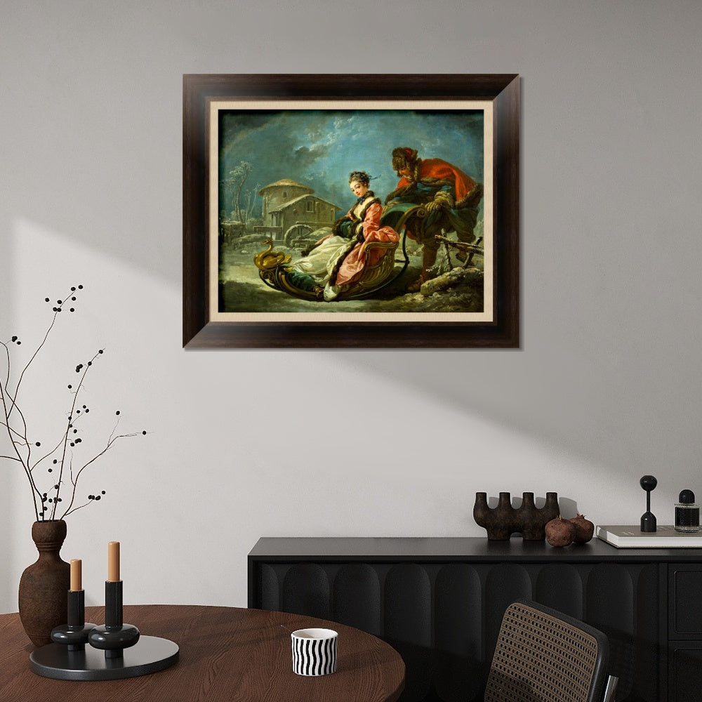 INVIN ART Framed Canvas Art Giclee Print Winter anagoria by Francois Boucher Wall Art Living Room Home Office Decorations