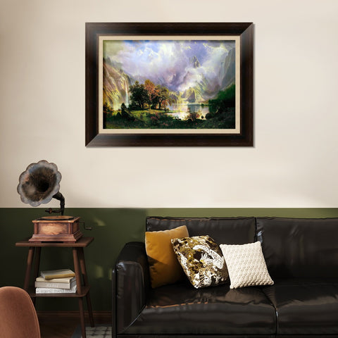 INVIN ART Framed Canvas Art Giclee Print Rocky Mountain Landscape by Albert Bierstadt Wall Art Living Room Home Office Decorations