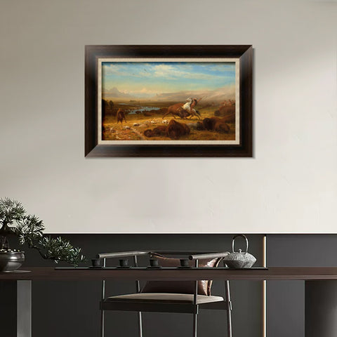 INVIN ART Framed Canvas Art Giclee Print The Last Of The Buffalo by Albert Bierstadt Wall Art Living Room Home Office Decorations