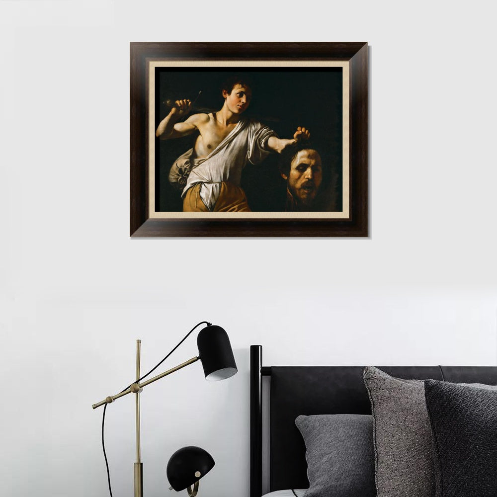 INVIN ART Framed Canvas Art Giclee Print David with the Head of Goliath by Michelangelo Merisi da Caravaggio Wall Art