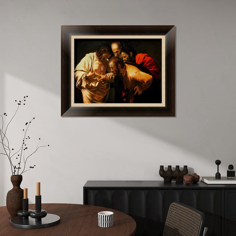 INVIN ART Framed Canvas Art Giclee Print The Incredulity of Saint Thomas by Michelangelo Merisi da Caravaggio Wall Art Living Room Home Office Decorations