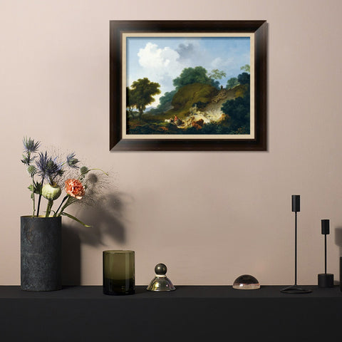INVIN ART Framed Canvas Art Giclee Print Landscape with Shepherds and Flock of Sheep by Jean Honore Fragonard Wall Art Living Room Home Office Decorations