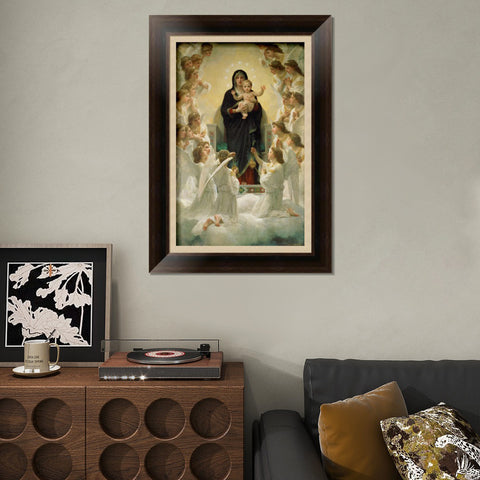 INVIN ART Framed Canvas Art Giclee Print The Virgin With Angels(1900) by William Adolphe Bouguereau Wall Art Living Room Home Office Decorations