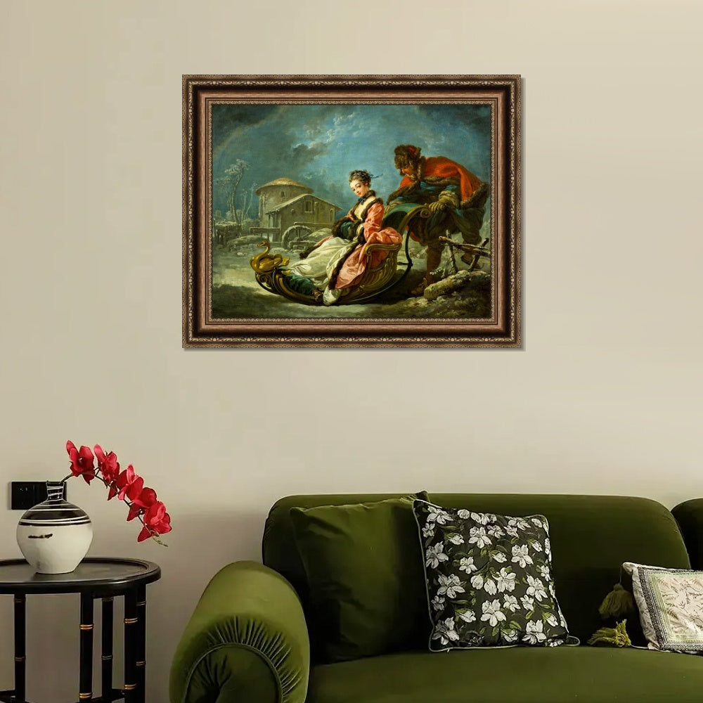 INVIN ART Framed Canvas Art Giclee Print Winter anagoria by Francois Boucher Wall Art Living Room Home Office Decorations