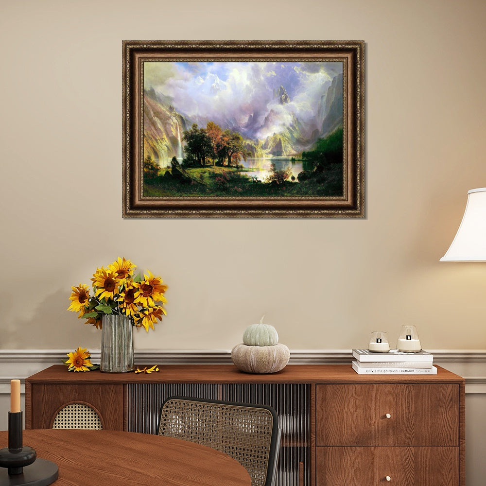 INVIN ART Framed Canvas Art Giclee Print Rocky Mountain Landscape by Albert Bierstadt Wall Art