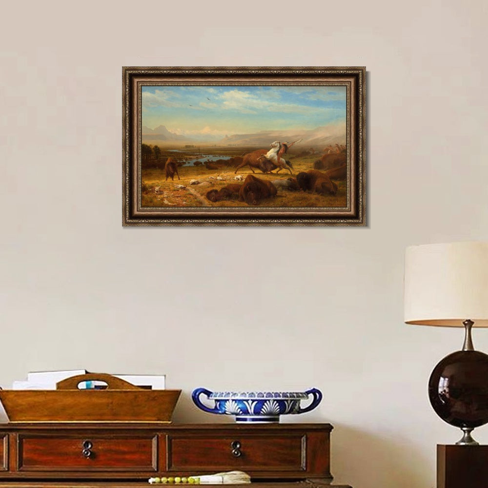 INVIN ART Framed Canvas Art Giclee Print The Last Of The Buffalo by Albert Bierstadt Wall Art