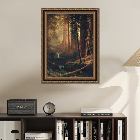 INVIN ART Framed Canvas Art Giclee Print Giant Redwood Trees of California 1874 by Albert Bierstadt Wall Art Living Room Home Office Decorations