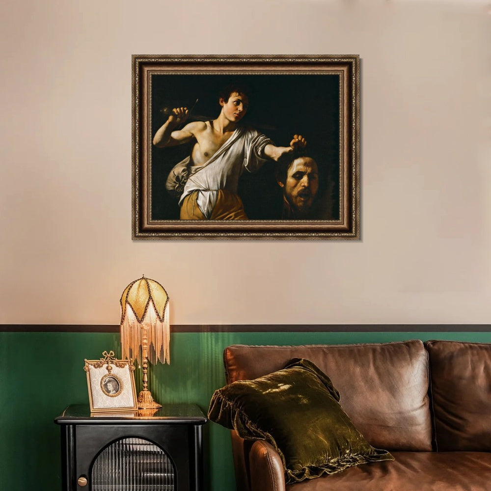 INVIN ART Framed Canvas Art Giclee Print David with the Head of Goliath by Michelangelo Merisi da Caravaggio Wall Art