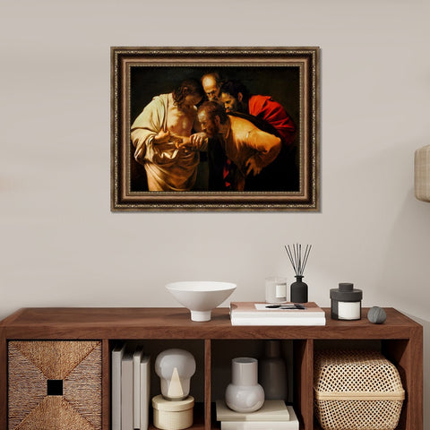 INVIN ART Framed Canvas Art Giclee Print The Incredulity of Saint Thomas by Michelangelo Merisi da Caravaggio Wall Art Living Room Home Office Decorations