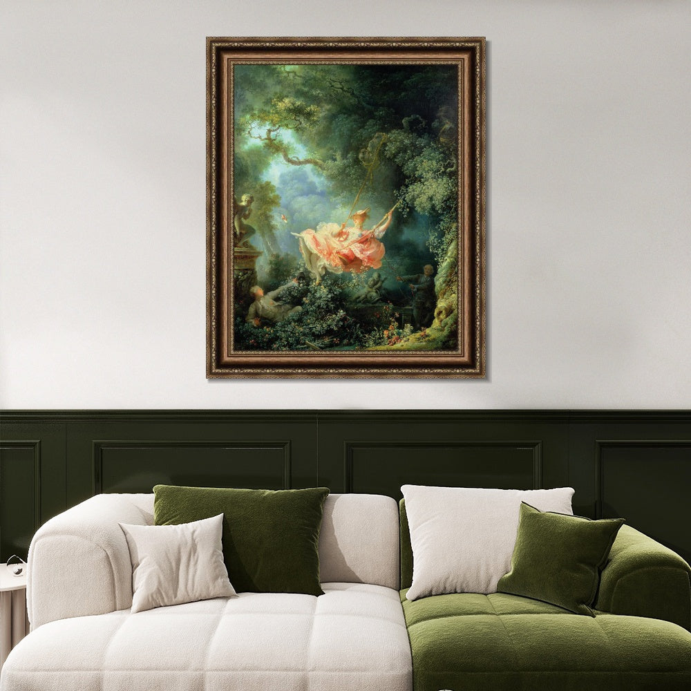 INVIN ART Framed Canvas Art Giclee Print The Swing by Jean Honore Fragonard Wall Art