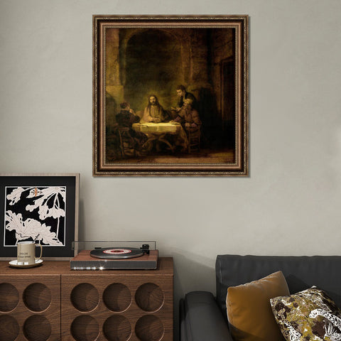 INVIN ART Framed Canvas Art Giclee Print the Supper at Emmaus by Rembrandt Harmenszoon van Rijn Wall Art Living Room Home Office Decorations