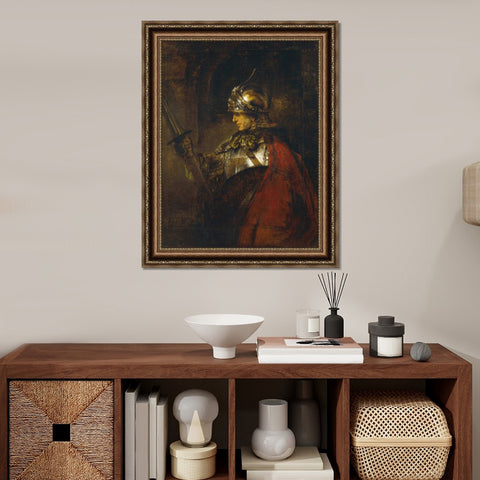 INVIN ART Framed Canvas Art Giclee Print A Man in Armour by Rembrandt Harmenszoon van Rijn Wall Art Living Room Home Office Decorations