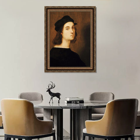 INVIN ART Framed Canvas Art Giclee Print Portrait of Raffaello Sanzio by Raphael/Raffaello Sanzio Wall Art Living Room Home Office Decorations