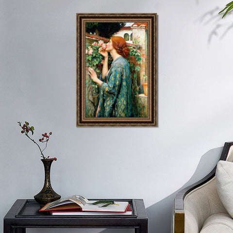 INVIN ART Framed Canvas Art Giclee Print The Soul of The Rose, 1908 by John William Waterhouse Wall Art Living Room Home Office Decorations
