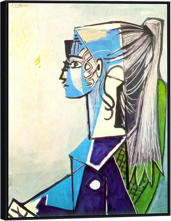 INVIN ART Framed Canvas Giclee Print Art 1954 Portrait de Sylvette David 24 au fauteuil vert by Pablo Picasso Wall Art Living Room Home Office Decorations