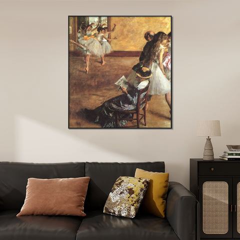 INVIN ART Framed Canvas Giclee Print Art Ballet Class by Edgar Degas Wall Art Living Room Home Office Decorations