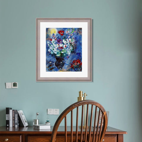 INVIN ART Framed Canvas Art Giclee Print Les Anémones by Marc Chagall Wall Art Room Living Office Home Decorations