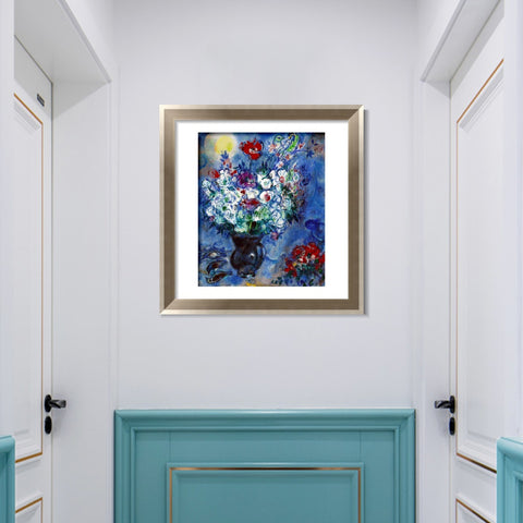 INVIN ART Framed Canvas Art Giclee Print Les Anémones by Marc Chagall Wall Art Room Living Office Home Decorations