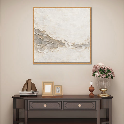 INVIN ART Framed Canvas 100% Handpainted Oil Painting Chalk Tidemark Wall Art