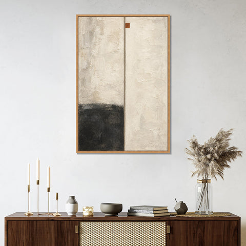 INVIN ART Framed Canvas 100% Handpainted Oil Painting Fine Line and Dark Corner Wall Art