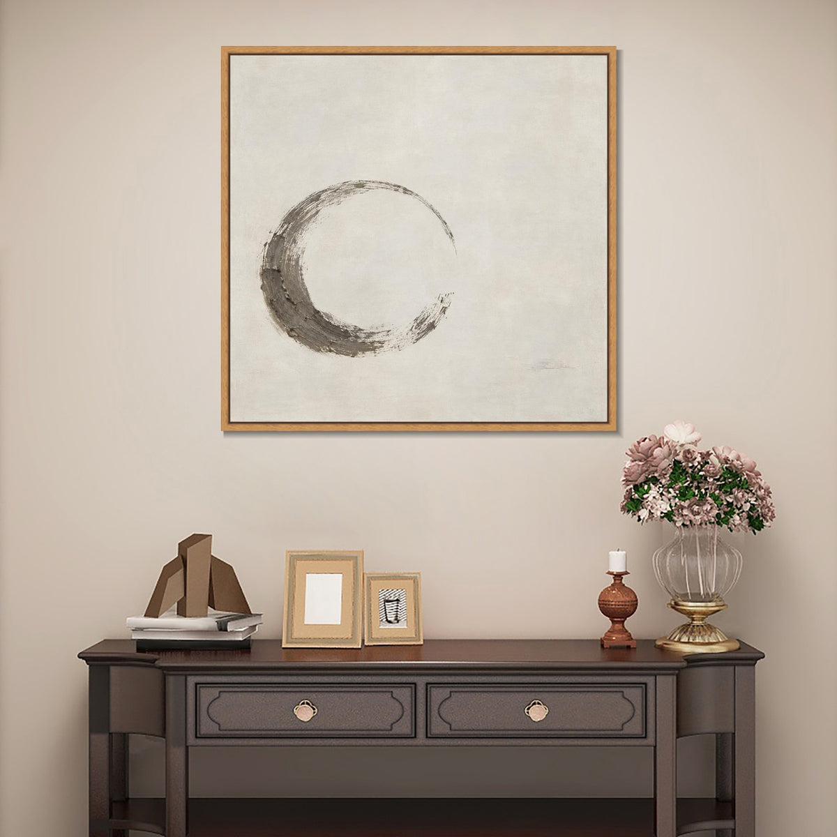 INVIN ART Framed Canvas 100% Handpainted Oil Painting Unfinished Circle Wall Art