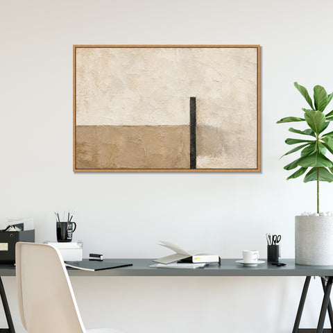 INVIN ART Framed Canvas 100% Handpainted Oil Painting Black Pillar at the Horizon Wall Art